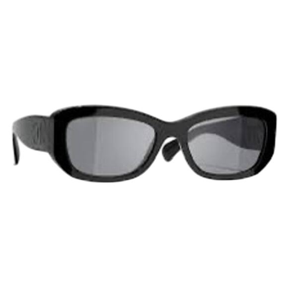 Chanel NIB CH5493 Acetate Rectangle Sunglasses in Black w/Box & Case - Picture 1 of 12